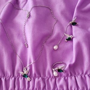 Swarovski crystal and sterling silver hummingbirds